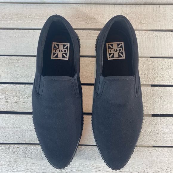 T.U.K. Black Twill Pointed EZ Creeper Slip-on A9487 Men’s Size 8 and Women’s 8.5 - Picture 6 of 9
